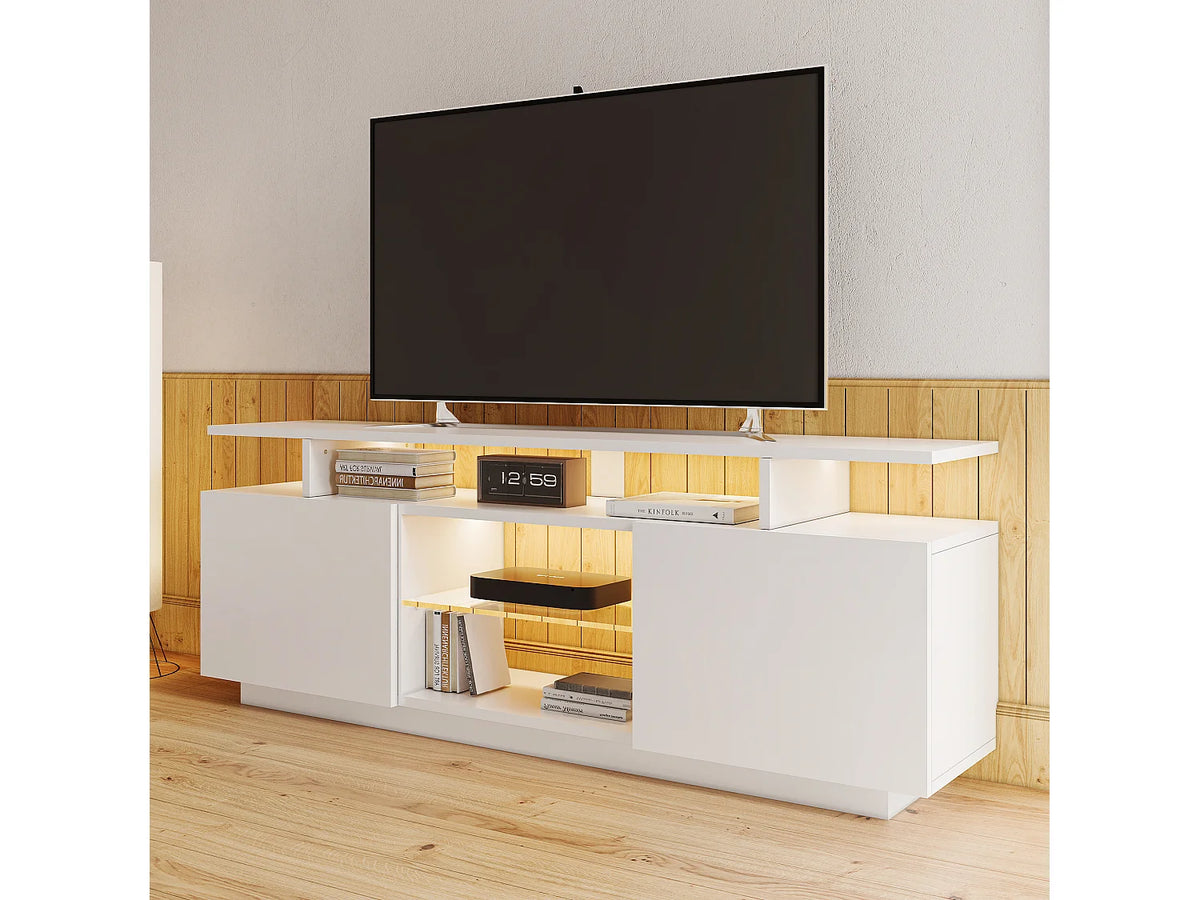 Meuble TV en Bois Blanc 140 cm - MERAX vue 6