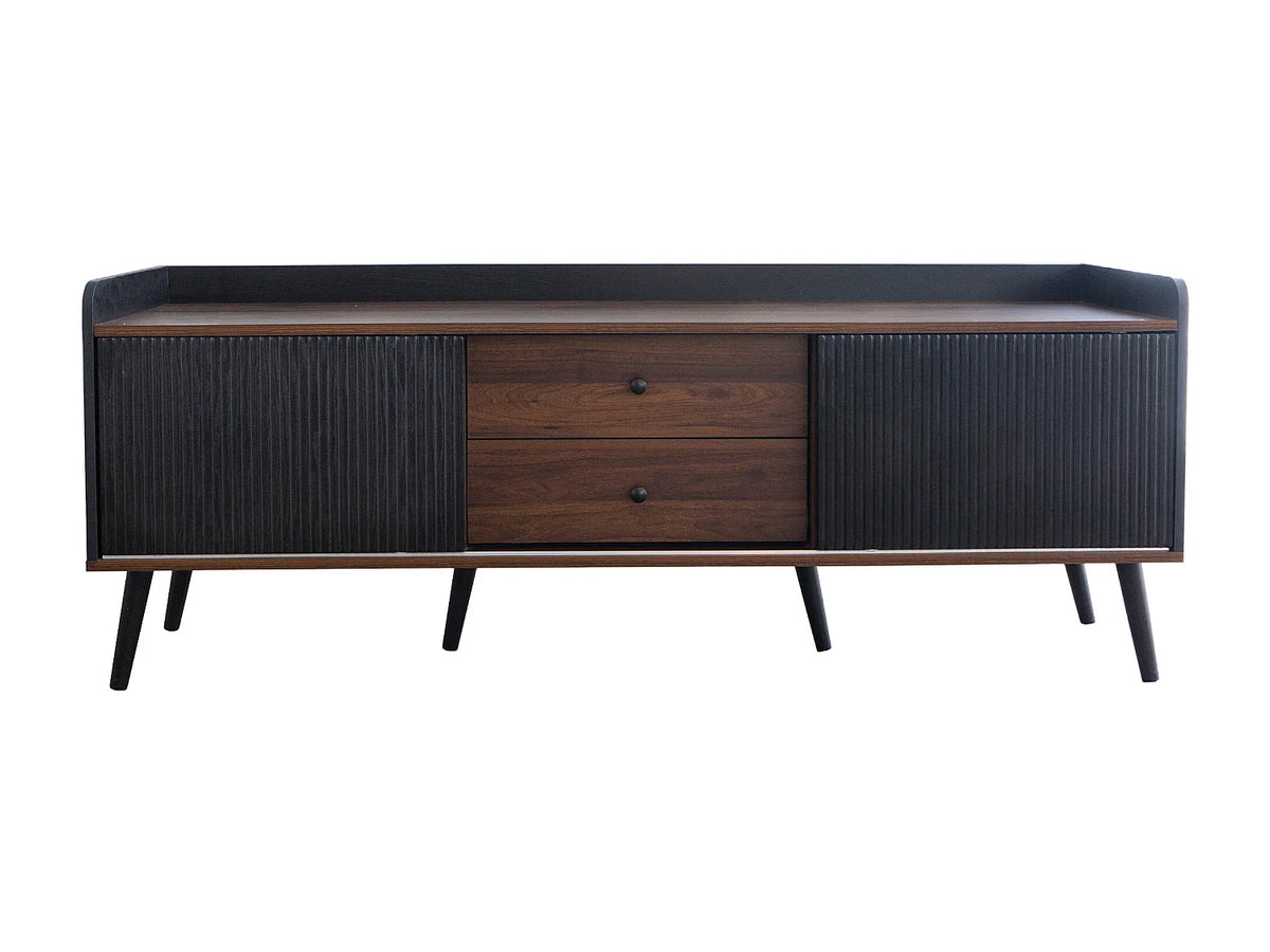 Meuble TV en Bois Noir 160 cm - MERAX vue 5