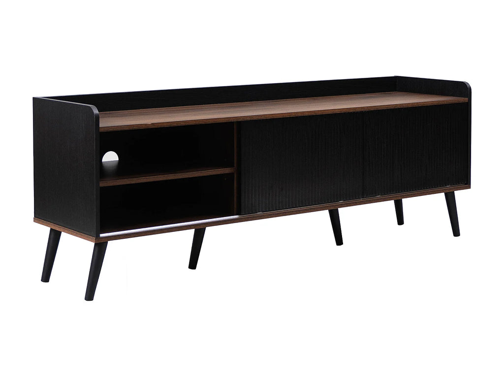 Meuble TV en Bois Noir 160 cm - MERAX vue 6