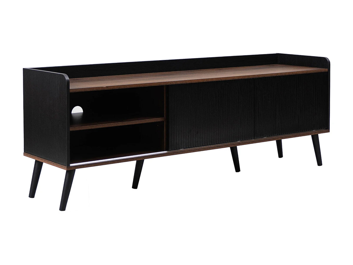 Meuble TV en Bois Noir 160 cm - MERAX vue 6