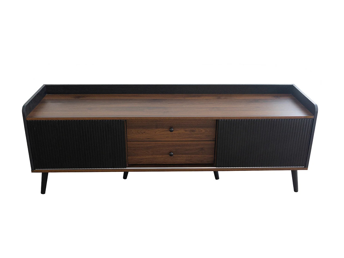 Meuble TV en Bois Noir 160 cm - MERAX vue 8