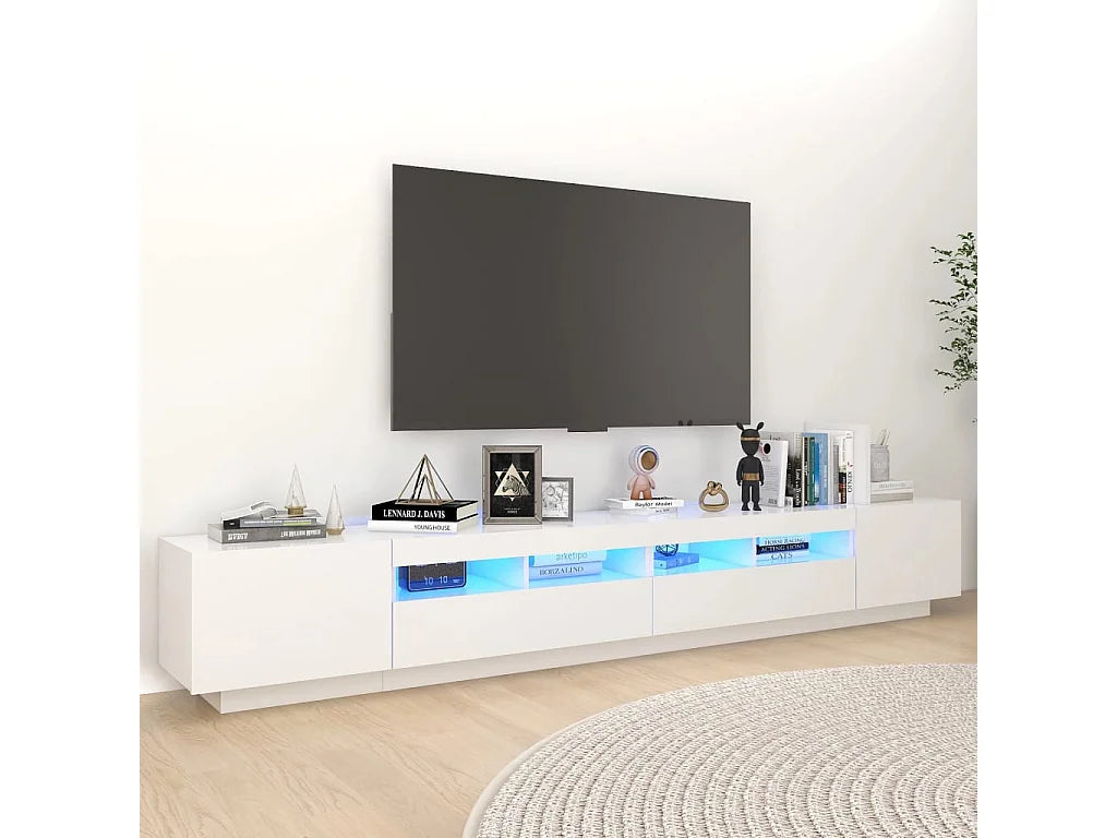 Meuble TV en Bois Blanc 260 cm - MAISON CHIC