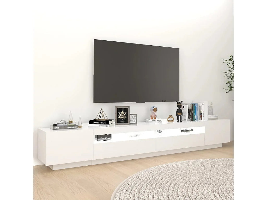 Meuble TV en Bois Blanc 260 cm - MAISON CHIC vue 3