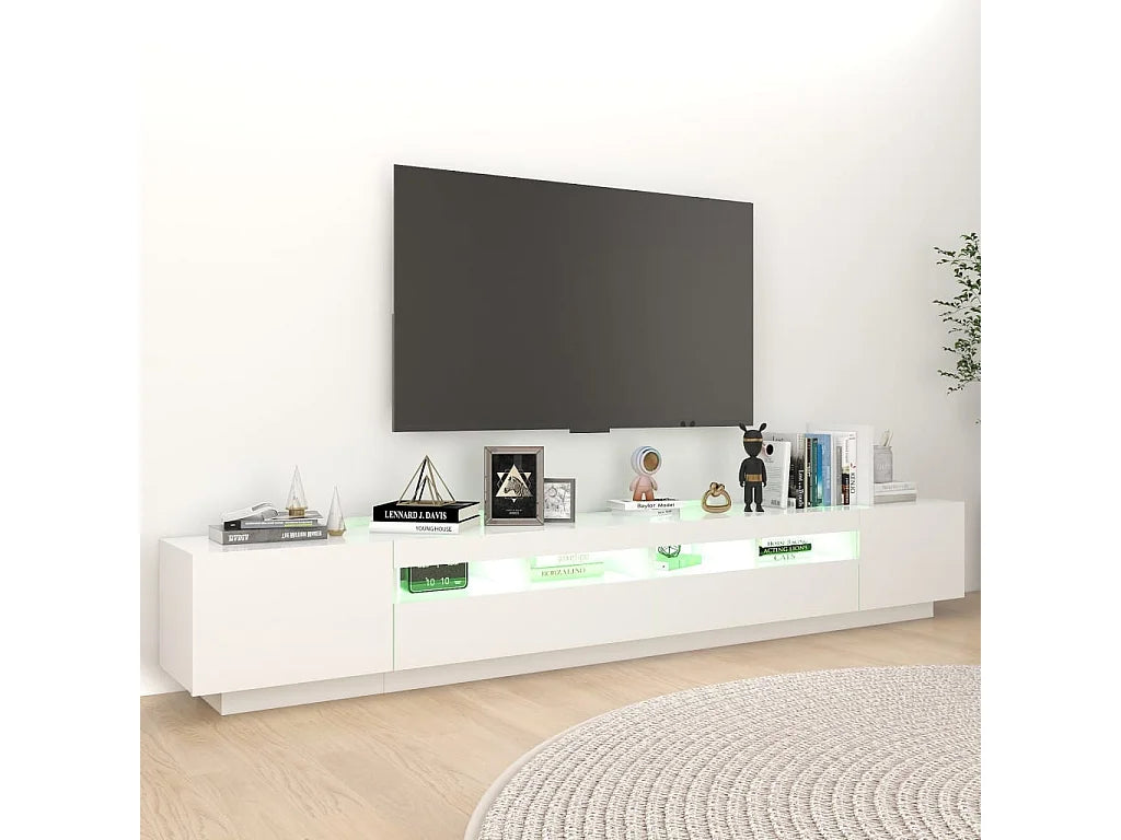 Meuble TV en Bois Blanc 260 cm - MAISON CHIC vue 4