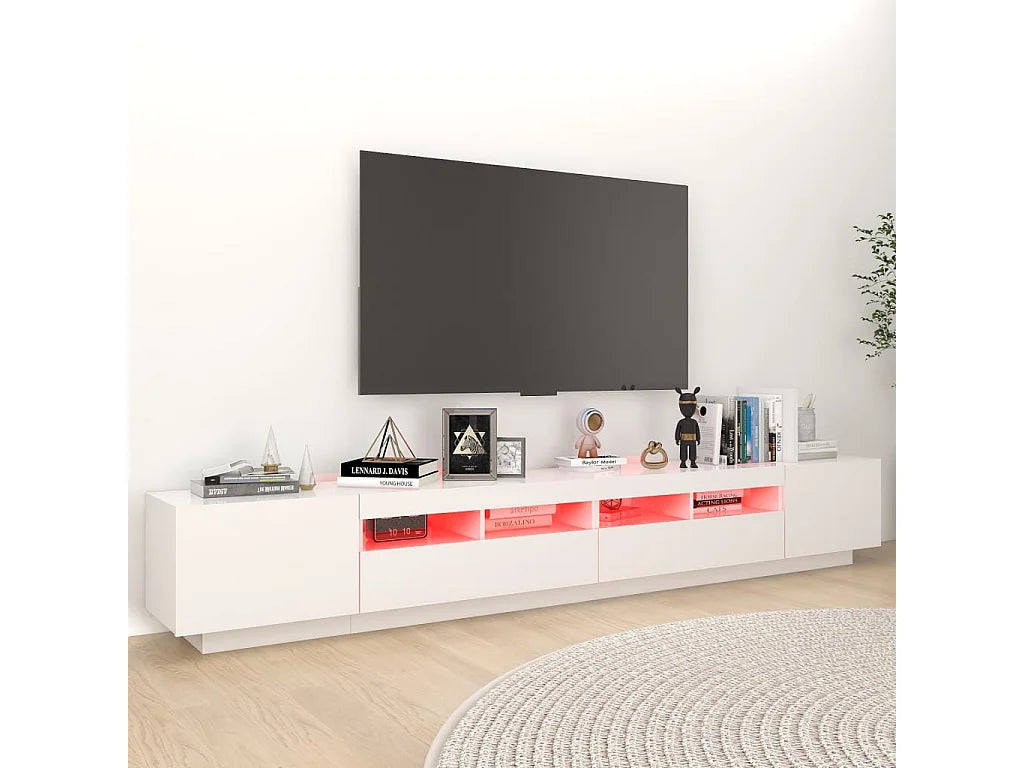 Meuble TV en Bois Blanc 260 cm - MAISON CHIC vue 5