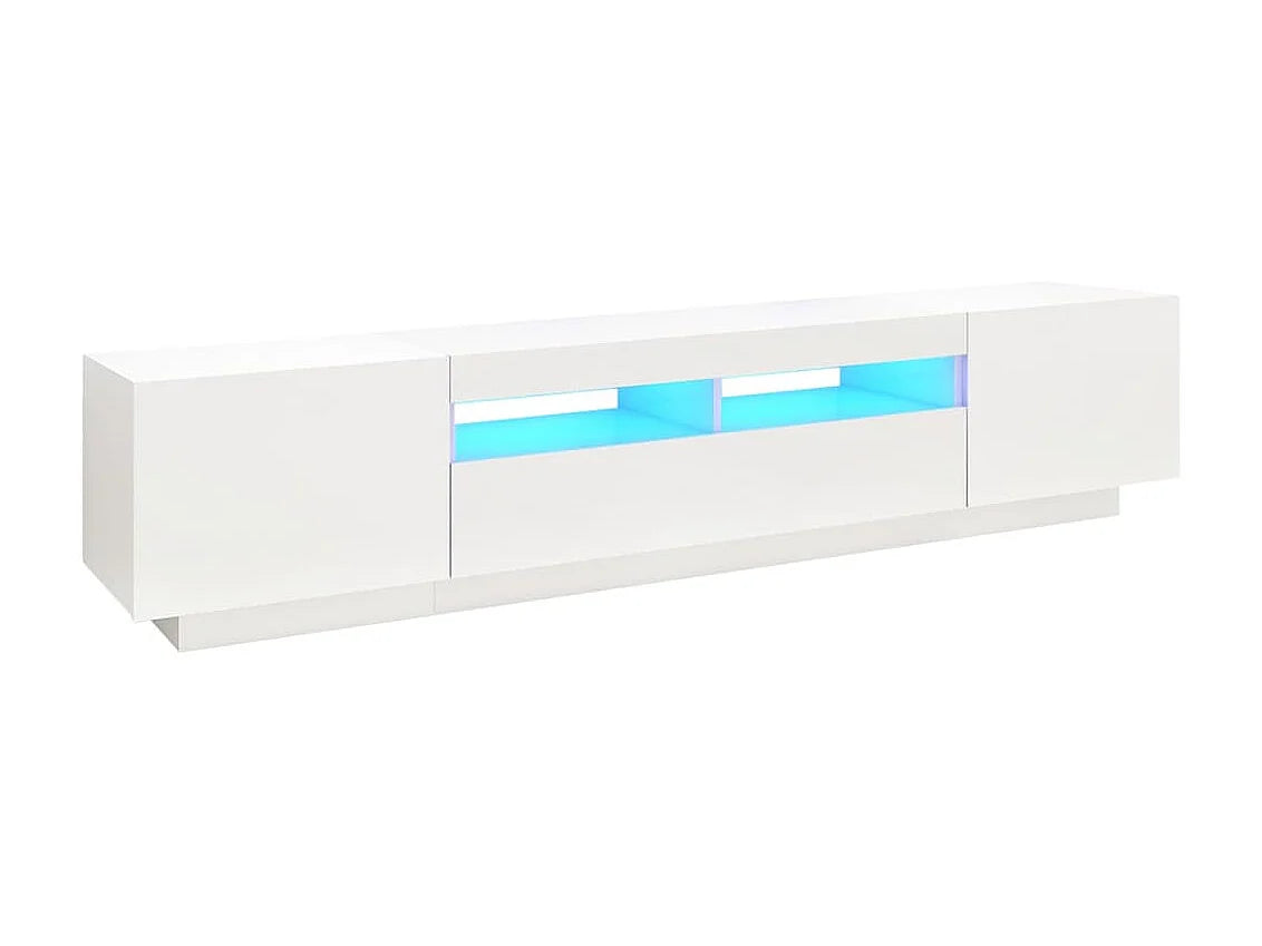 Meuble TV en Bois Blanc 200 cm - MAISON CHIC vue 2