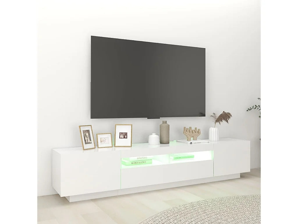 Meuble TV en Bois Blanc 200 cm - MAISON CHIC vue 4