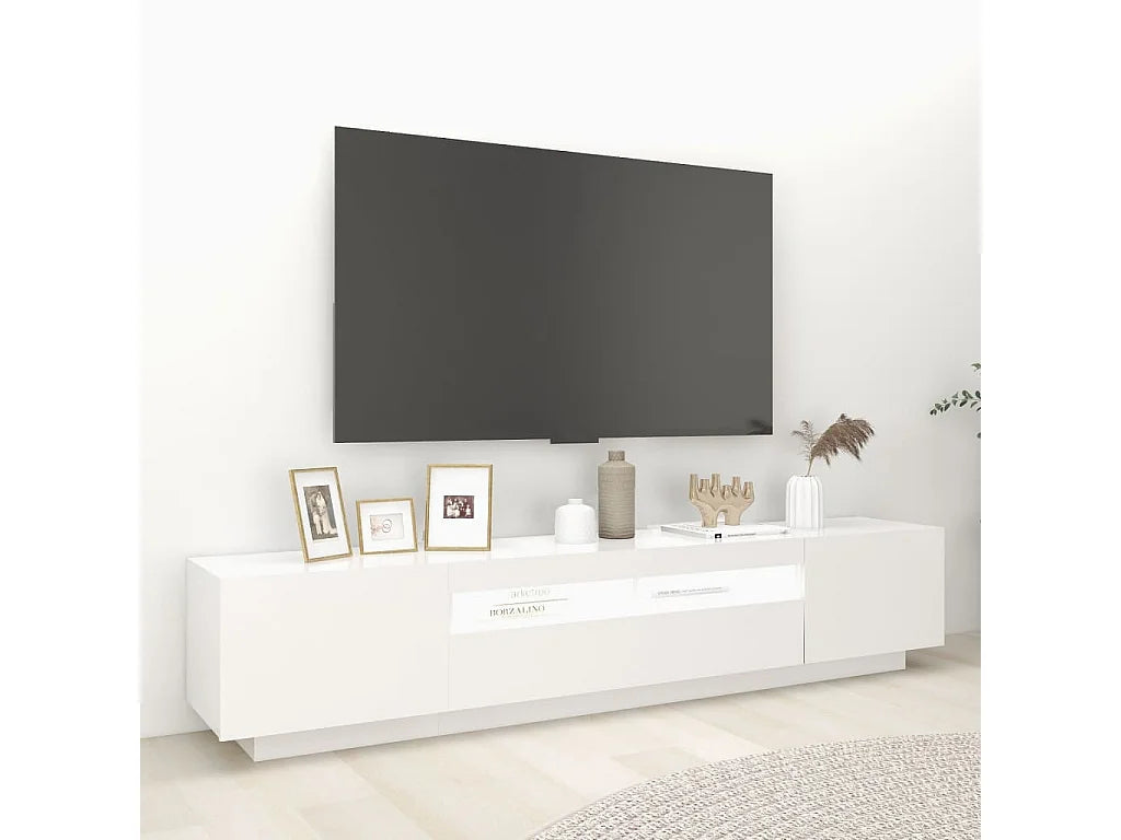 Meuble TV en Bois Blanc 200 cm - MAISON CHIC vue 5