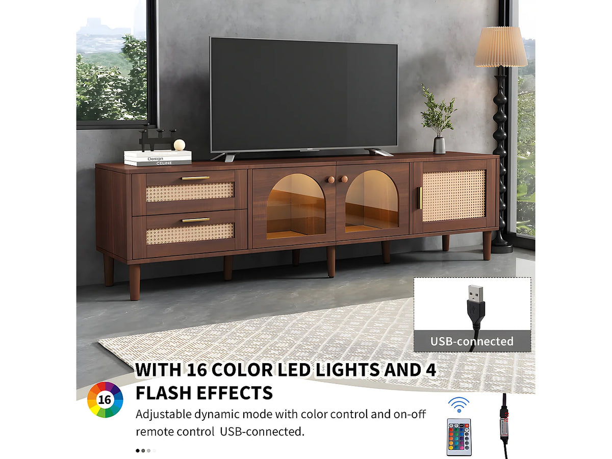 Meuble TV en Bois 180 cm 3 Portes - MODERNLUXE vue 3