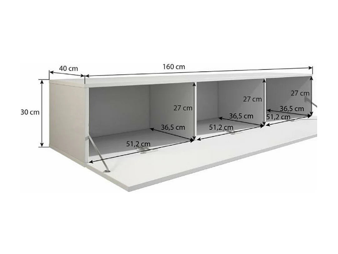 Meuble TV en Bois Blanc 160 cm avec LED - MB MUEBLES BONITOS vue 4