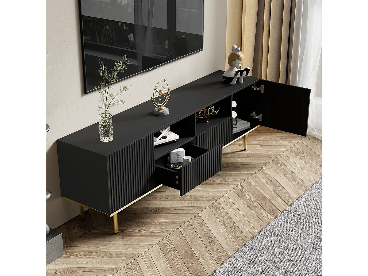 Meuble TV en Bois Noir 165 cm - MODERNLUXE vue 2