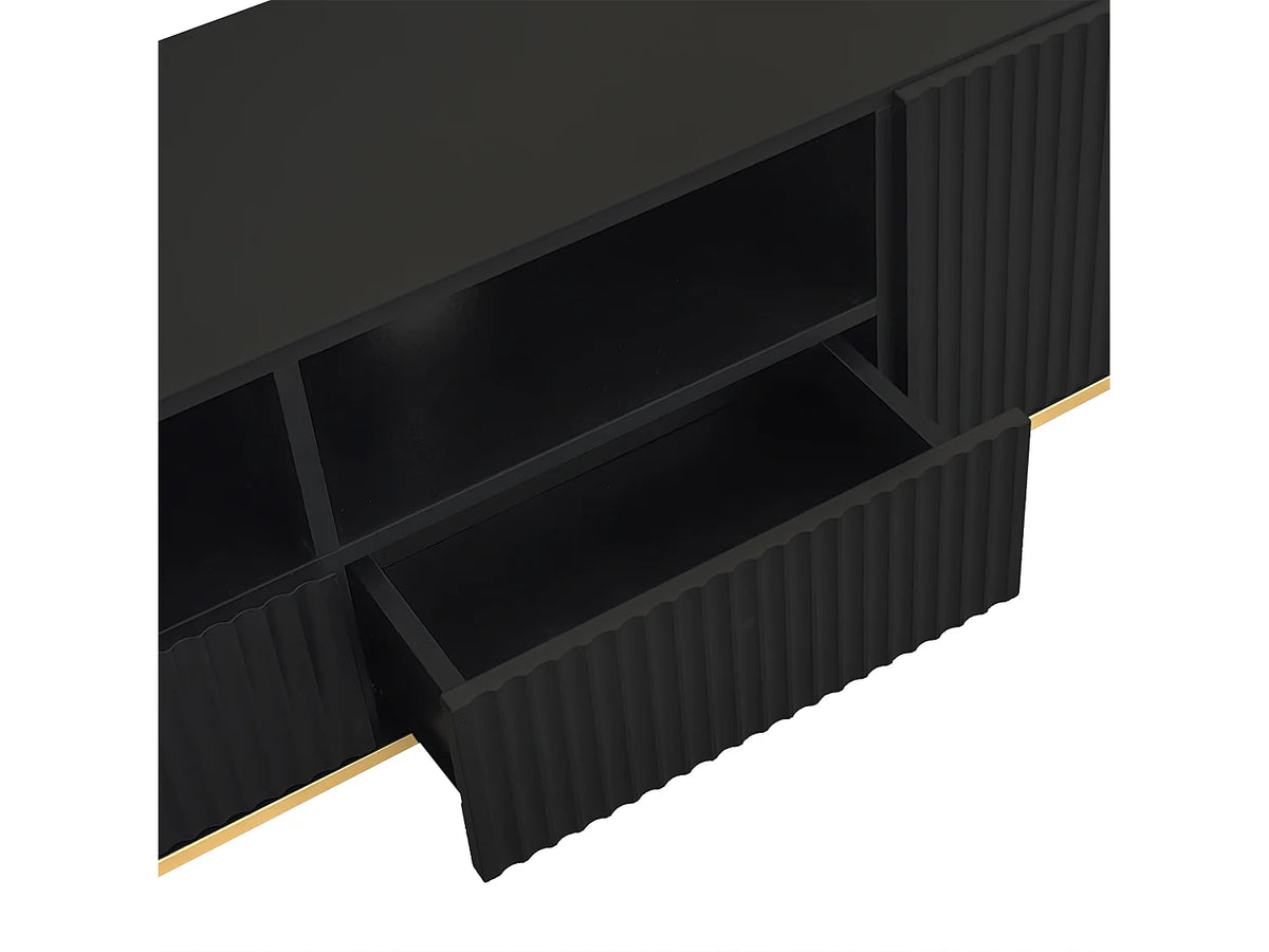Meuble TV en Bois Noir 165 cm - MODERNLUXE vue 6