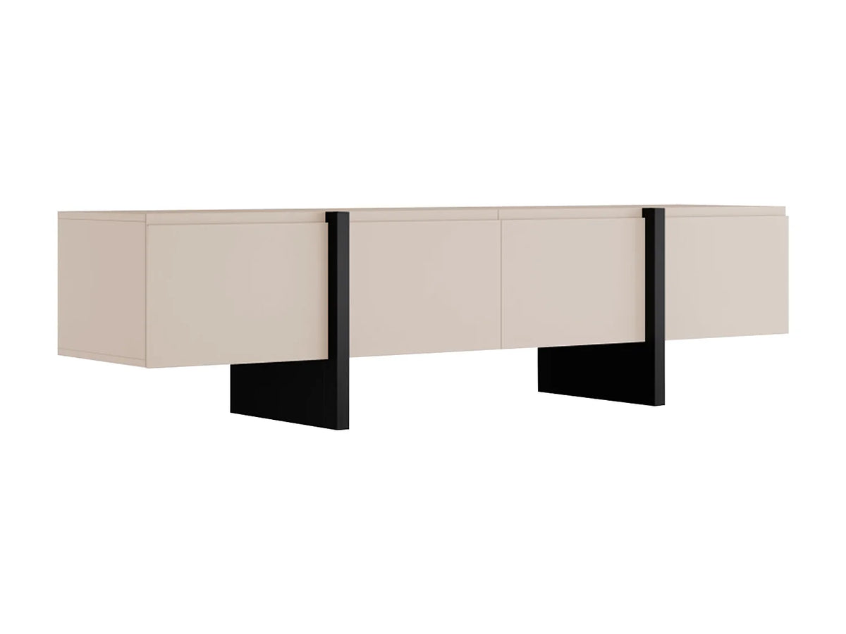 Meuble TV en Bois Noir - LUVONIA vue 2
