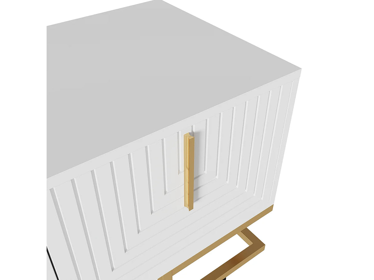 Meuble TV en Bois Blanc 170 cm Doré - MODERNLUXE vue 5