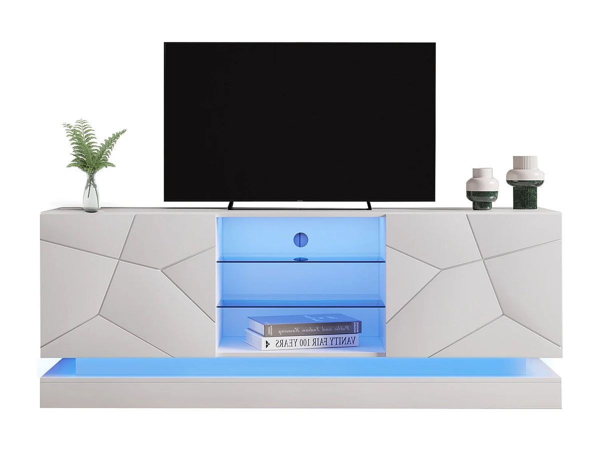 Meuble TV en Bois Blanc 160 cm 2 Portes - MODERNLUXE vue 4