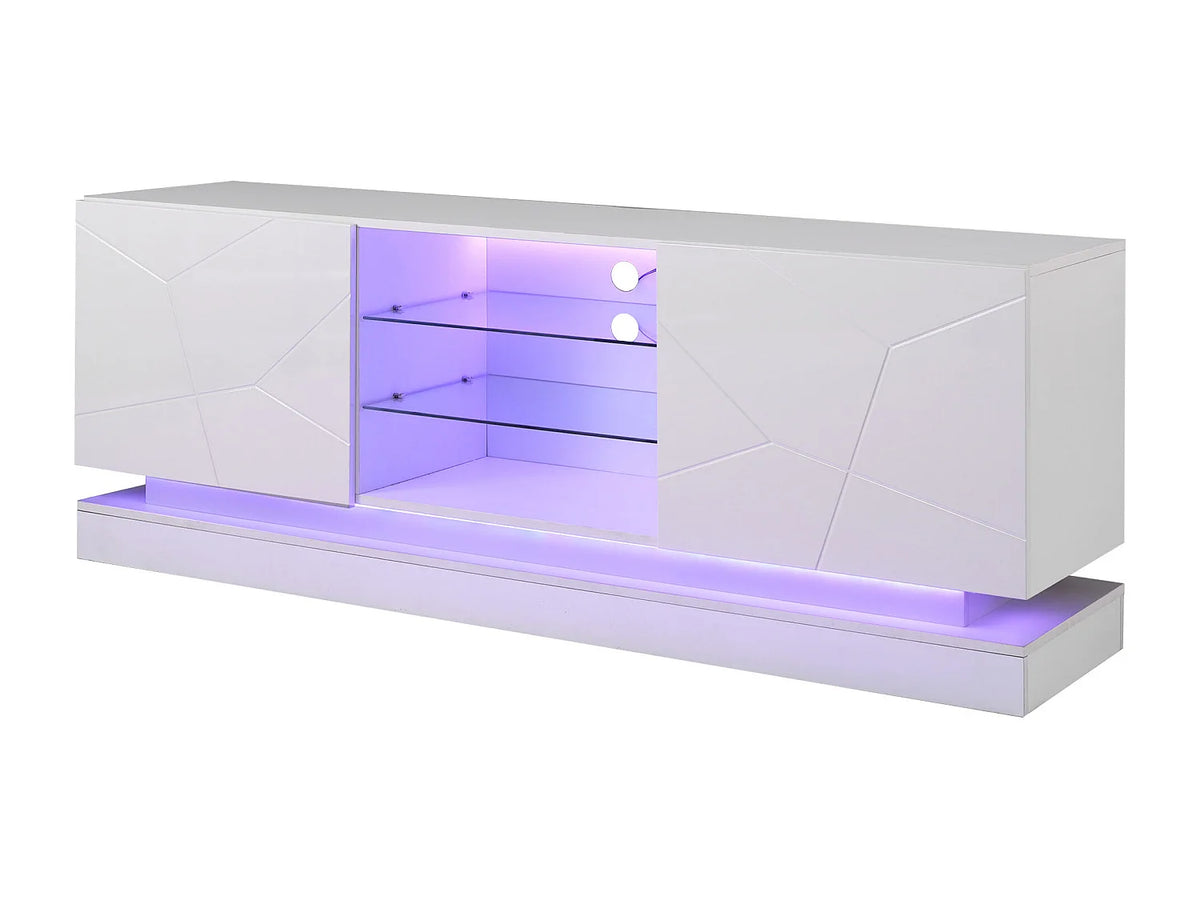 Meuble TV en Bois Blanc 160 cm 2 Portes - MODERNLUXE vue 8