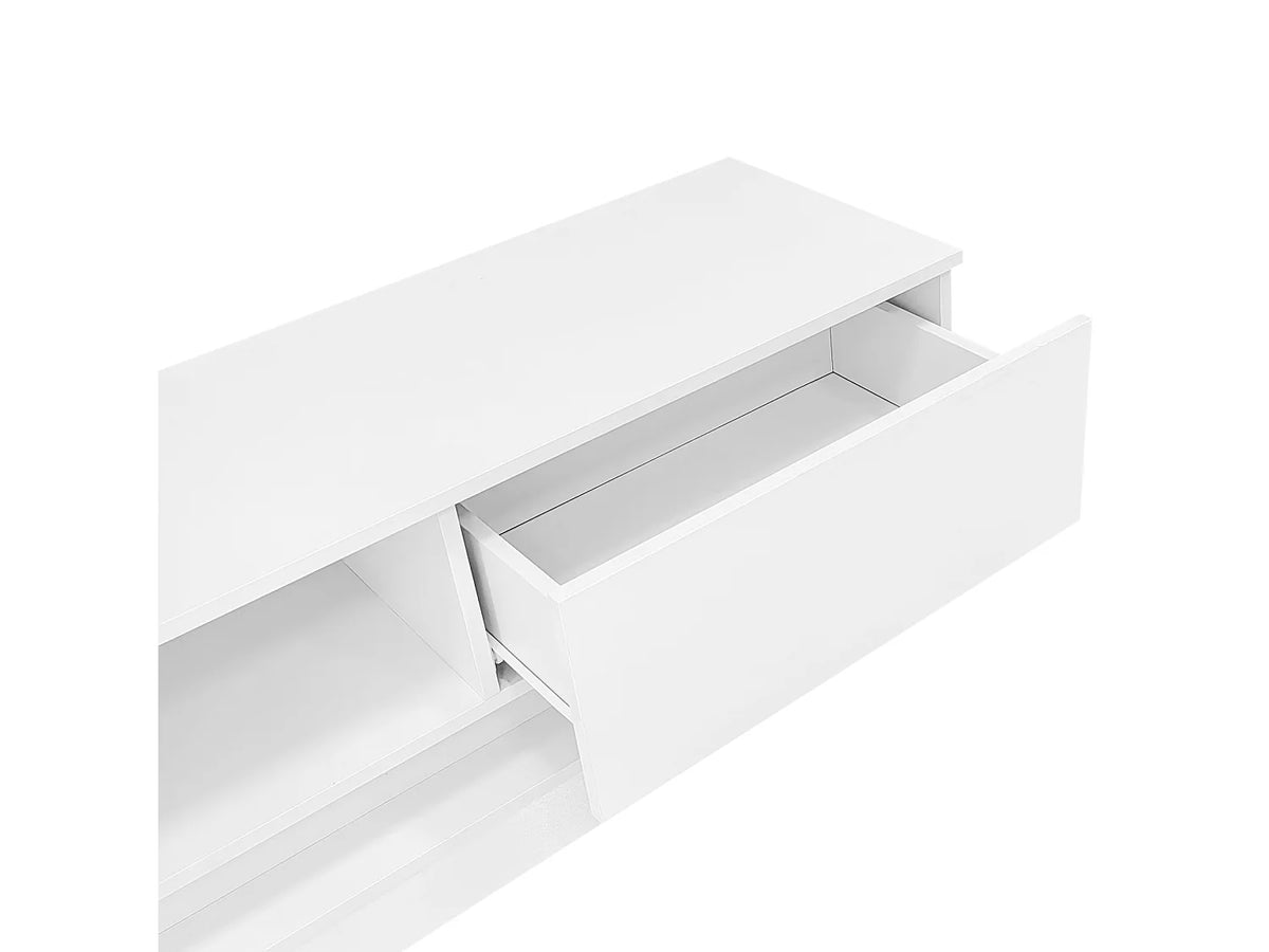 Meuble TV en Bois Blanc 160 cm 2 Tiroirs - MODERNLUXE vue 5