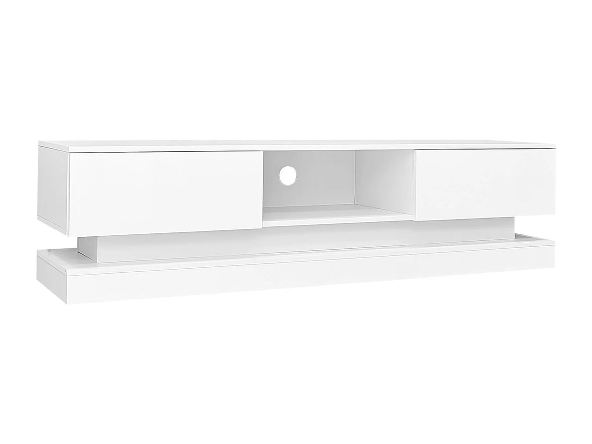 Meuble TV en Bois Blanc 160 cm 2 Tiroirs - MODERNLUXE vue 7