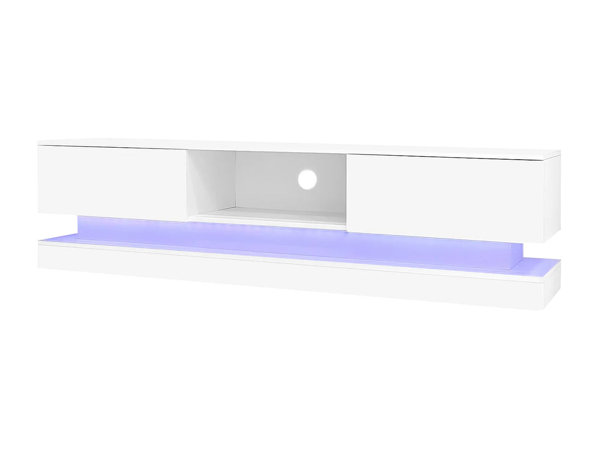 Meuble TV en Bois Blanc 160 cm 2 Tiroirs - MODERNLUXE vue 8