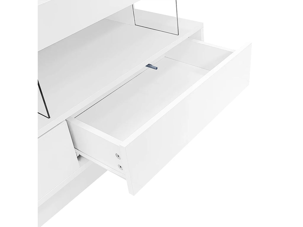 Meuble TV en Bois Blanc 160 cm avec LED - MODERNLUXE vue 4