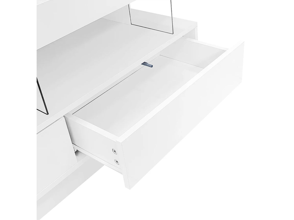 Meuble TV en Bois Blanc 160 cm avec LED - MODERNLUXE vue 4