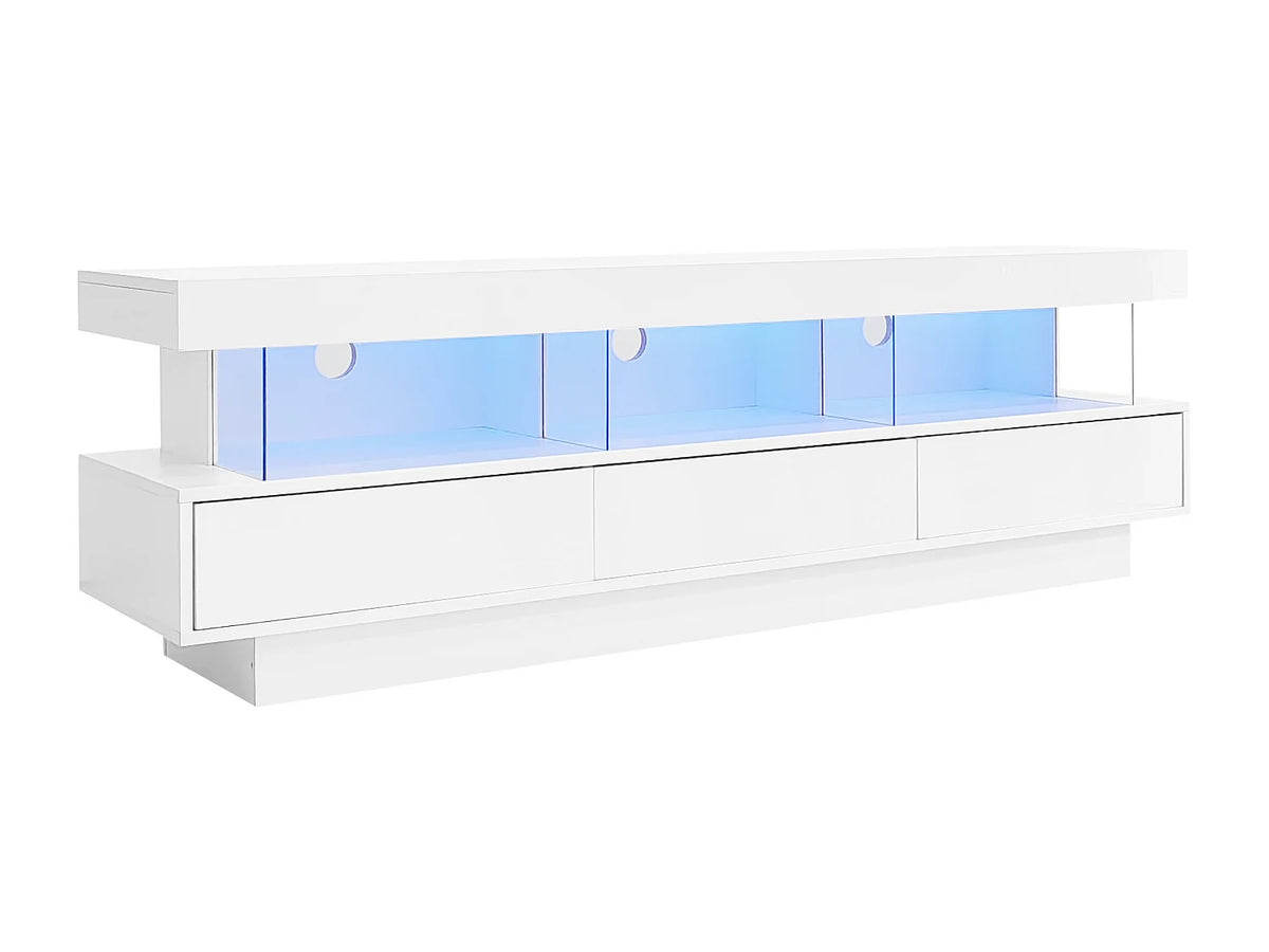 Meuble TV en Bois Blanc 160 cm avec LED - MODERNLUXE vue 5