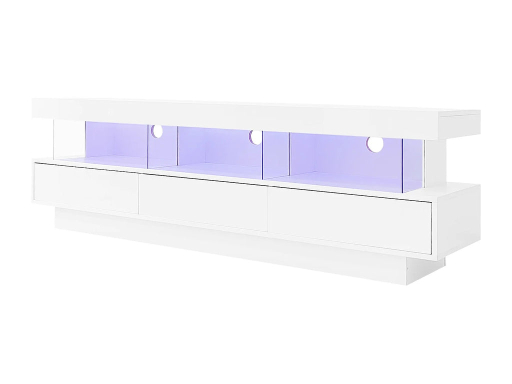 Meuble TV en Bois Blanc 160 cm avec LED - MODERNLUXE vue 6