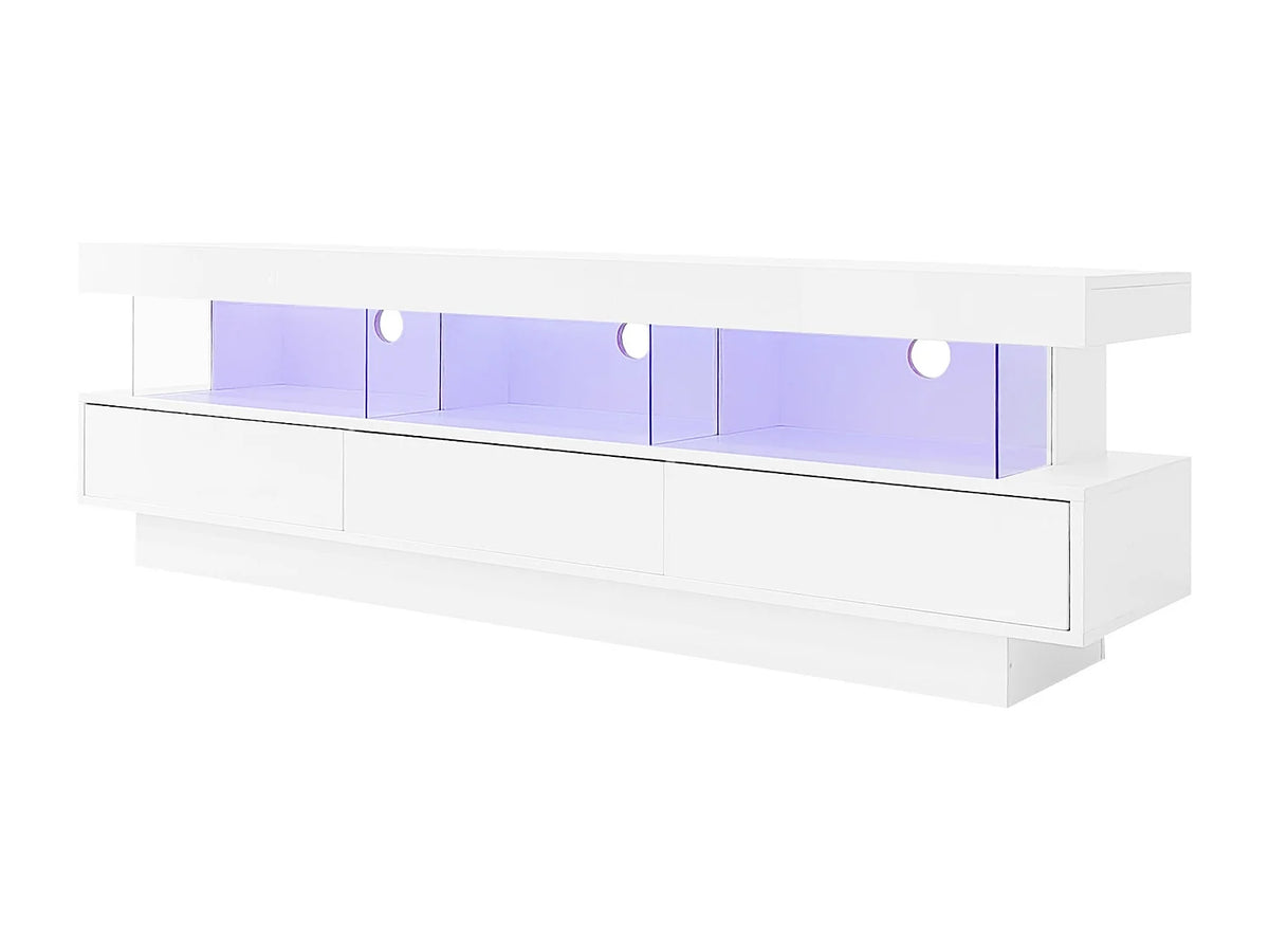 Meuble TV en Bois Blanc 160 cm avec LED - MODERNLUXE vue 6
