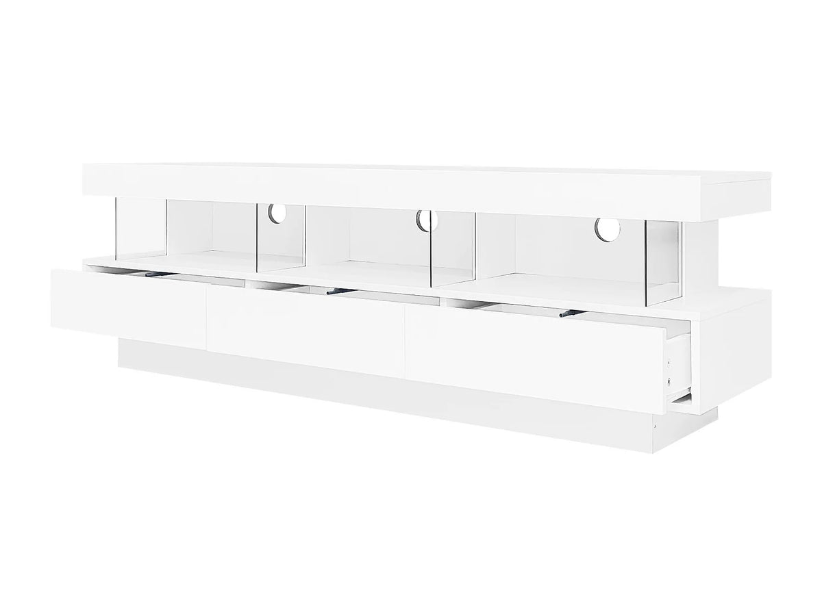 Meuble TV en Bois Blanc 160 cm avec LED - MODERNLUXE vue 7