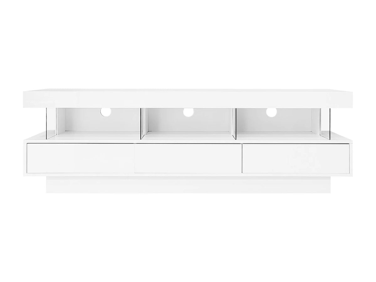 Meuble TV en Bois Blanc 160 cm avec LED - MODERNLUXE vue 8
