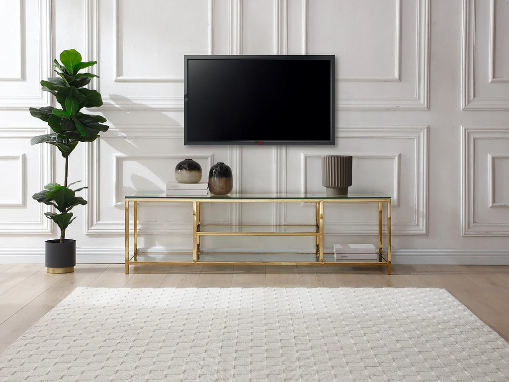 Meuble TV en Verre Doré - RIMALI