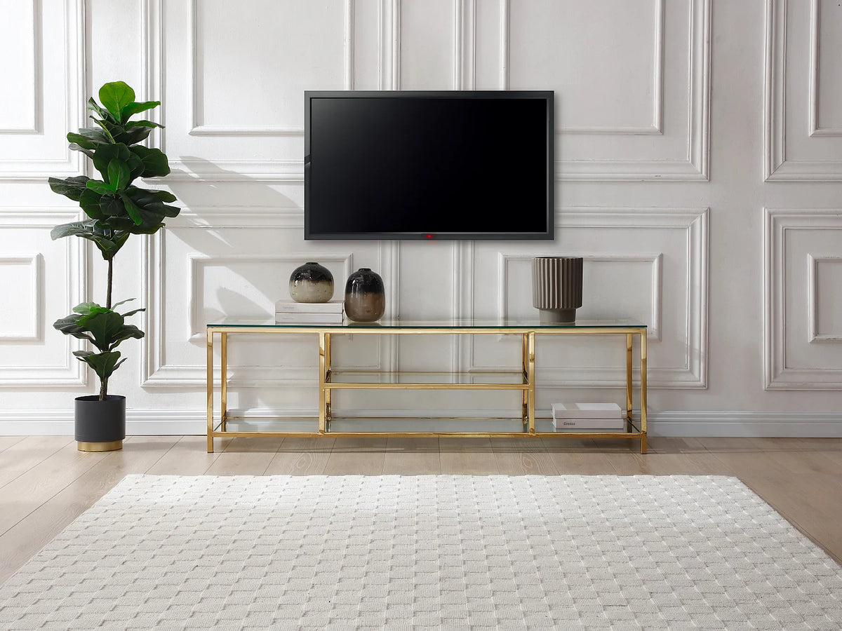 Meuble TV en Verre Doré - RIMALI