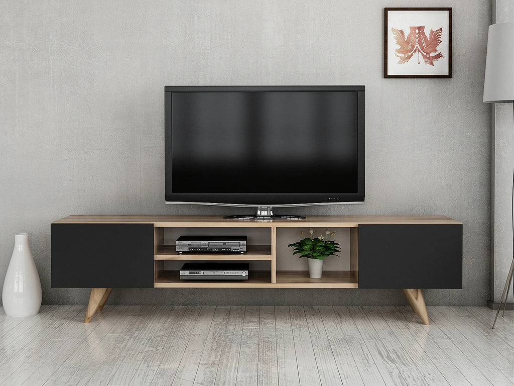 Meuble TV en Bois Noir - MOSTIA vue 6