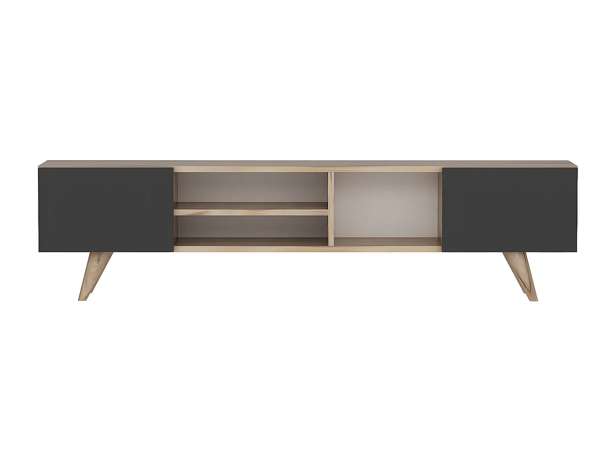 Meuble TV en Bois Noir - MOSTIA vue 2