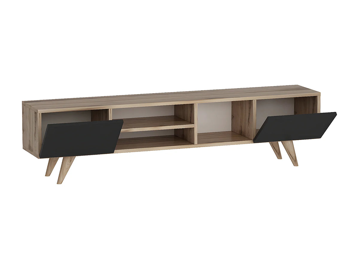 Meuble TV en Bois Noir - MOSTIA vue 4