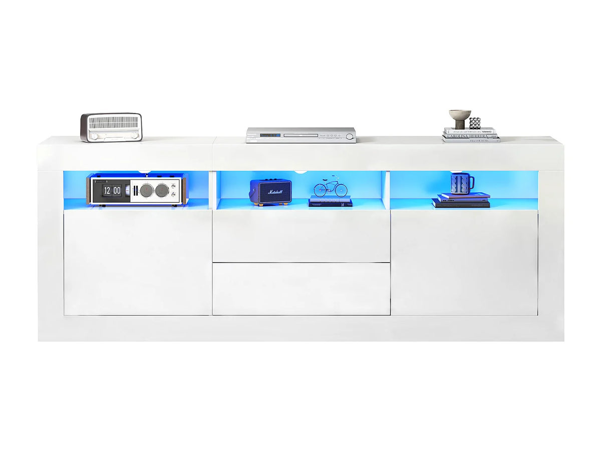 Meuble TV en Bois Blanc 160 cm 2 Portes - MERAX vue 7