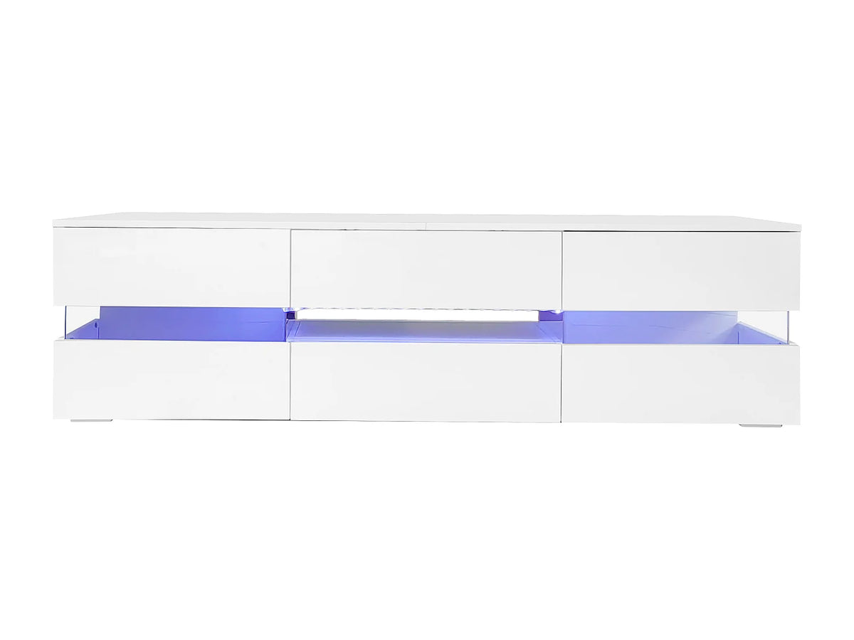 Meuble TV en Bois Blanc 160 cm 4 Portes - MERAX vue 7