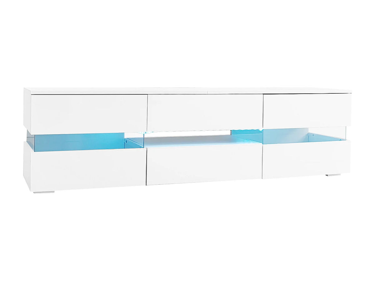 Meuble TV en Bois Blanc 160 cm 4 Portes - MERAX vue 8