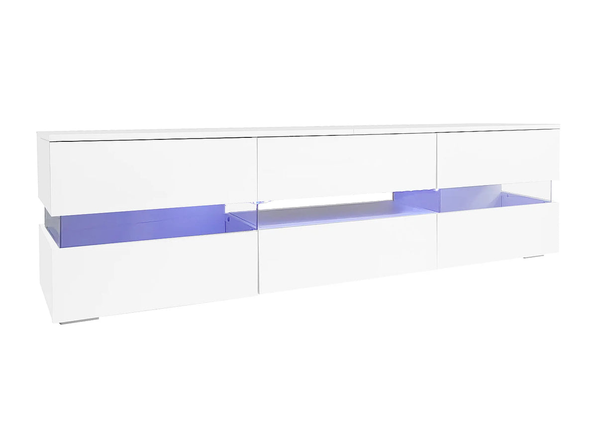 Meuble TV en Bois Blanc 160 cm 4 Portes - MERAX vue 9
