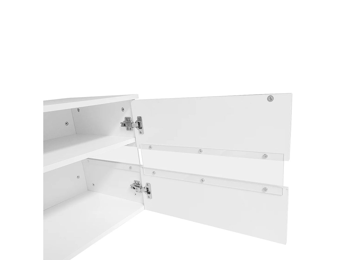 Meuble TV en Bois Blanc 160 cm 4 Portes - MERAX vue 10