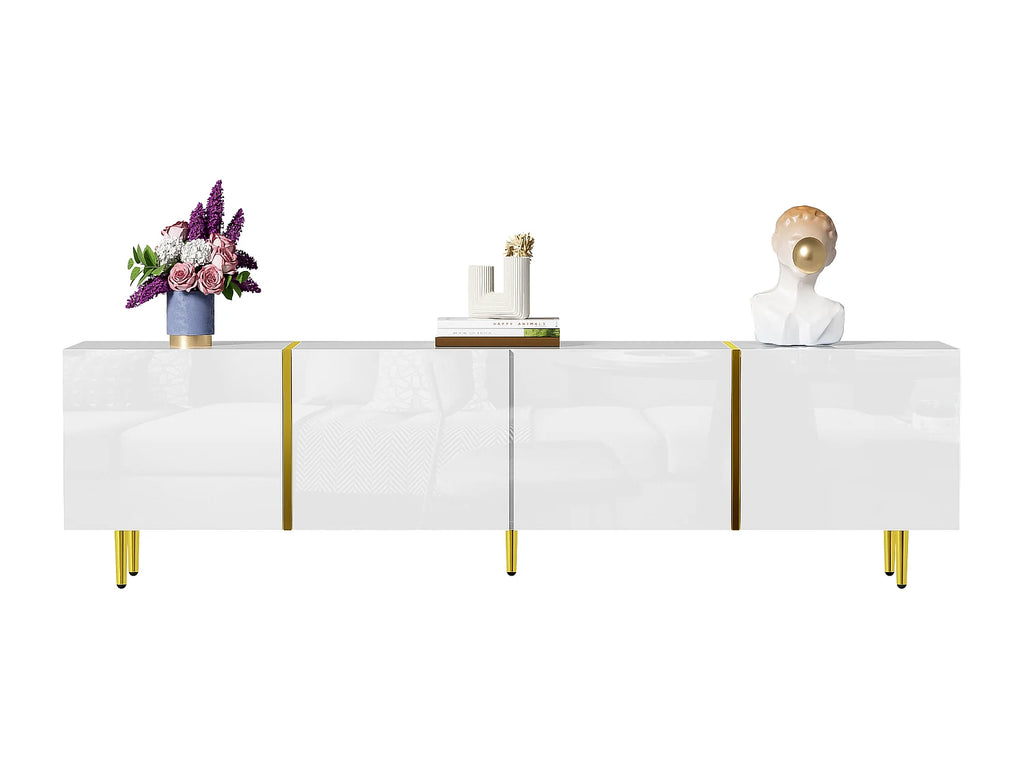 Meuble TV en Bois Blanc 170 cm 4 Portes - MODERNLUXE vue 4