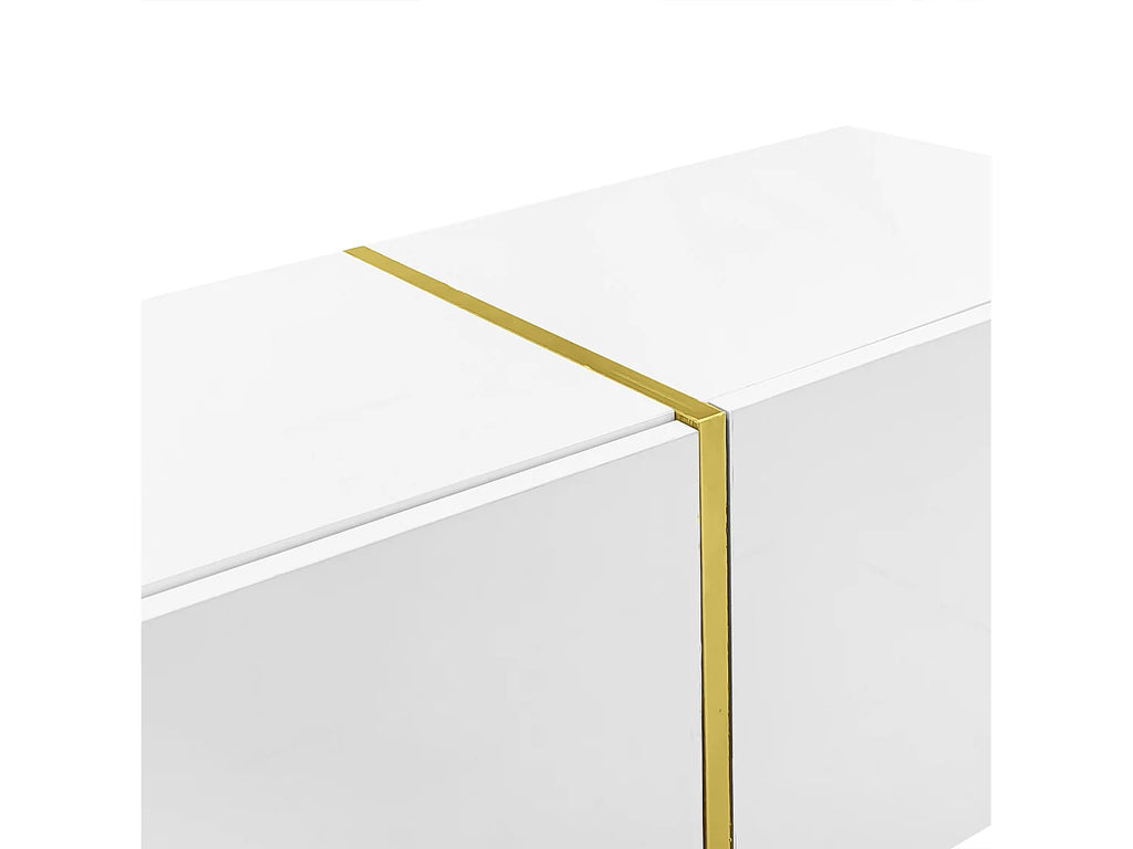 Meuble TV en Bois Blanc 170 cm 4 Portes - MODERNLUXE vue 6