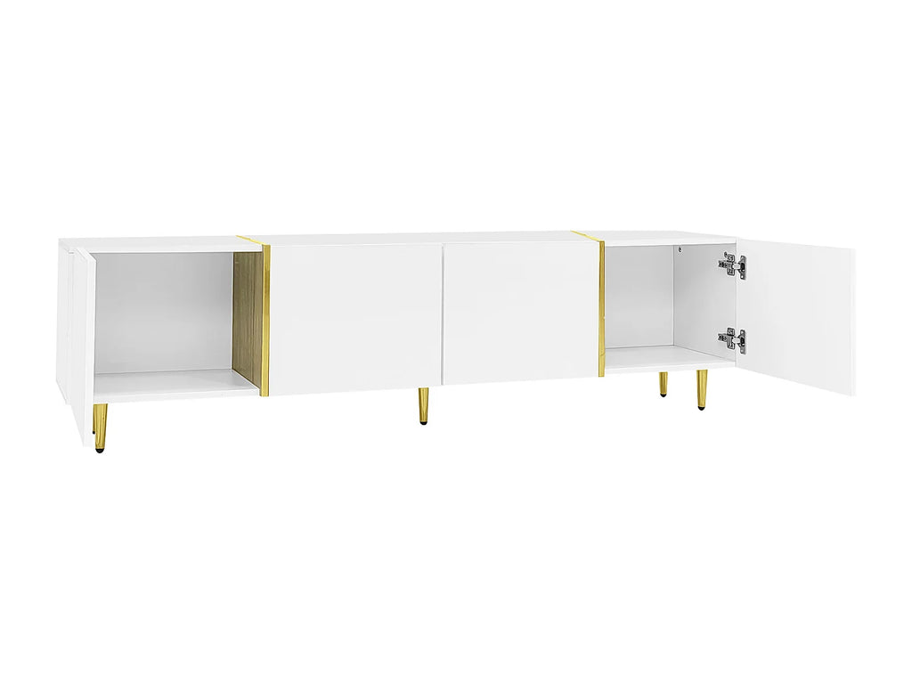 Meuble TV en Bois Blanc 170 cm 4 Portes - MODERNLUXE vue 8