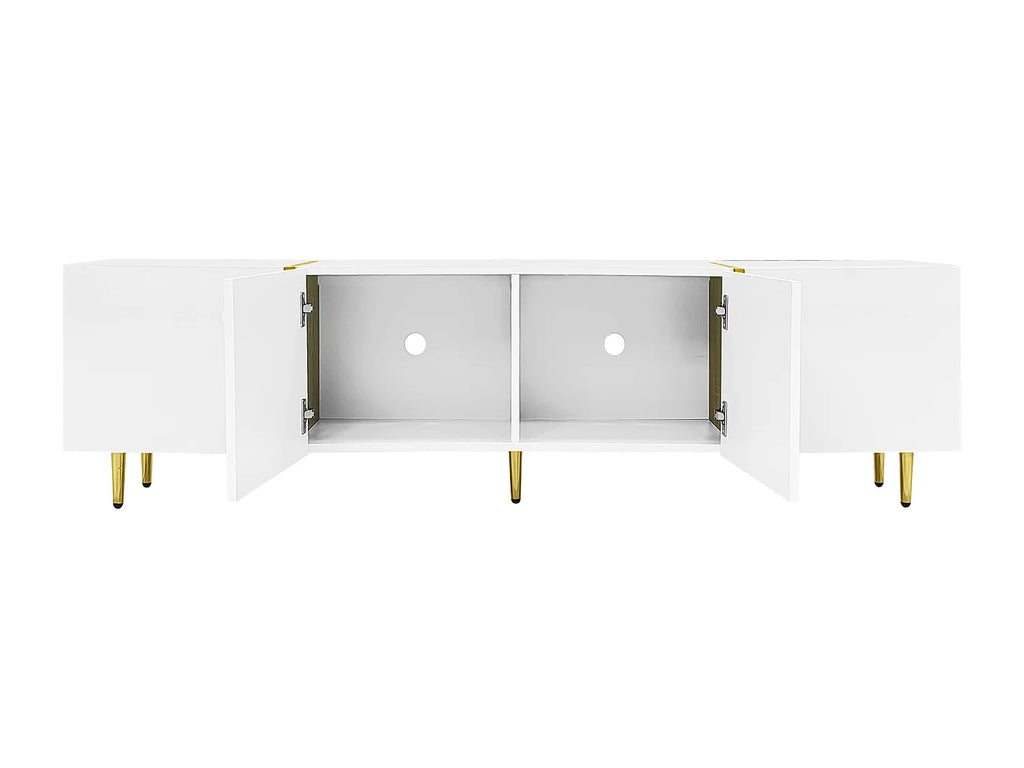 Meuble TV en Bois Blanc 170 cm 4 Portes - MODERNLUXE vue 9