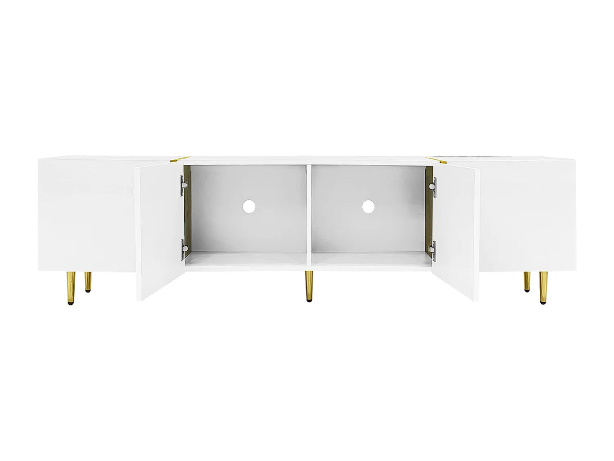 Meuble TV en Bois Blanc 170 cm 4 Portes - MODERNLUXE vue 9