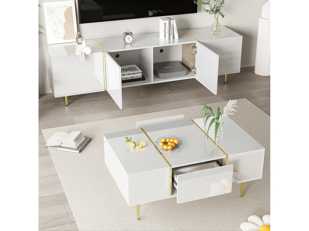 Meuble TV en Bois Blanc - MERAX