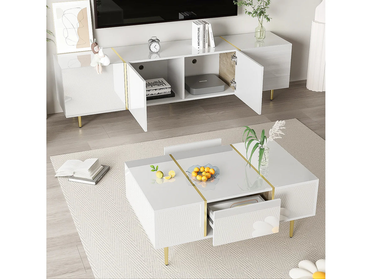 Meuble TV en Bois Blanc - MERAX