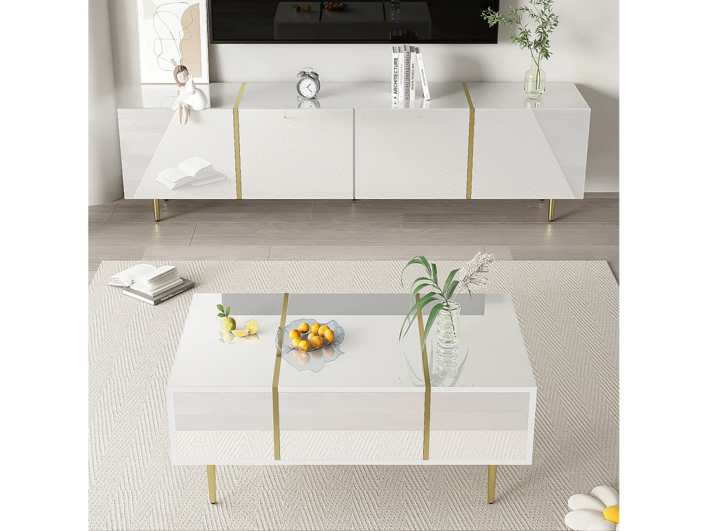 Meuble TV en Bois Blanc - MERAX vue 2