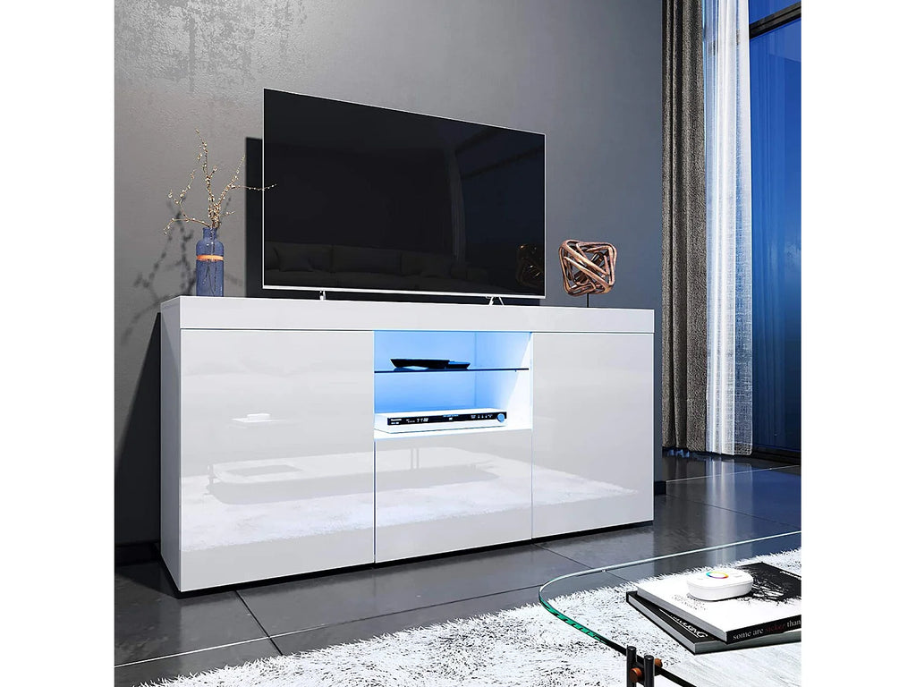Meuble TV en Bois Blanc 135 cm - DRIPEX