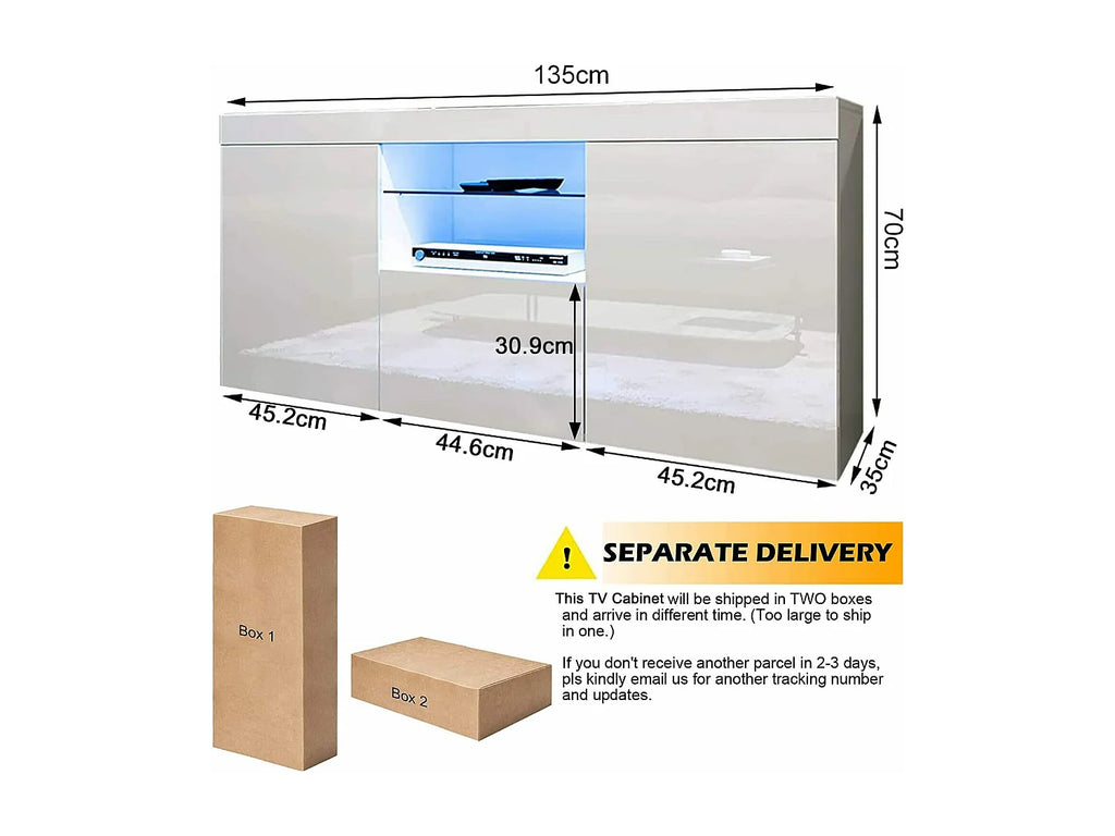 Meuble TV en Bois Blanc 135 cm - DRIPEX vue 4